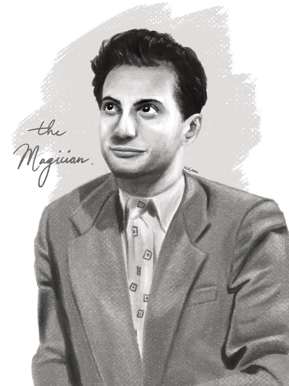 A black-and-white portrait of Mikhail Tal.